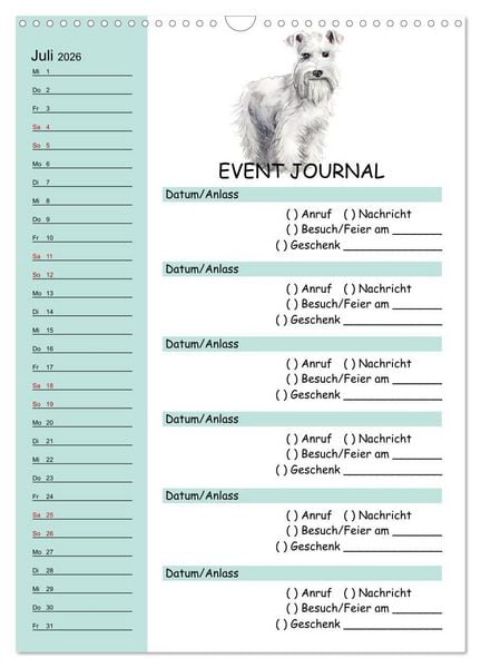 Produktbild: B-DAY PLANER - Aquarell Hunderassen - F&uuml;r Termine, Geschenke, Eventdetails & mehr (Wandkalender 2026 DIN A3 hoch), CALVENDO Monatskalender