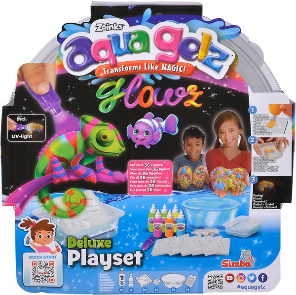 Produktbild: Simba 106322590 - Zoinks, Aqua Gelz Deluxe Set Glowz, 3D Leucht-Softfiguren, Kreativ-Playset