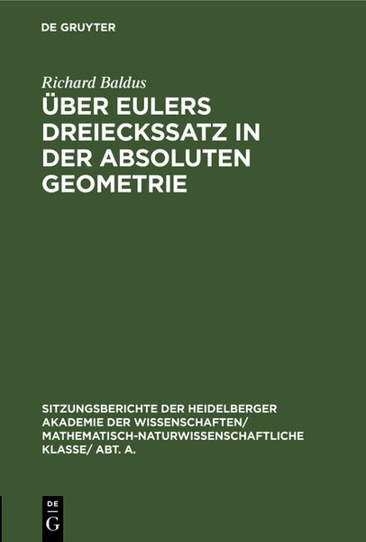 Produktbild: &Uuml;ber Eulers Dreieckssatz in der absoluten Geometrie