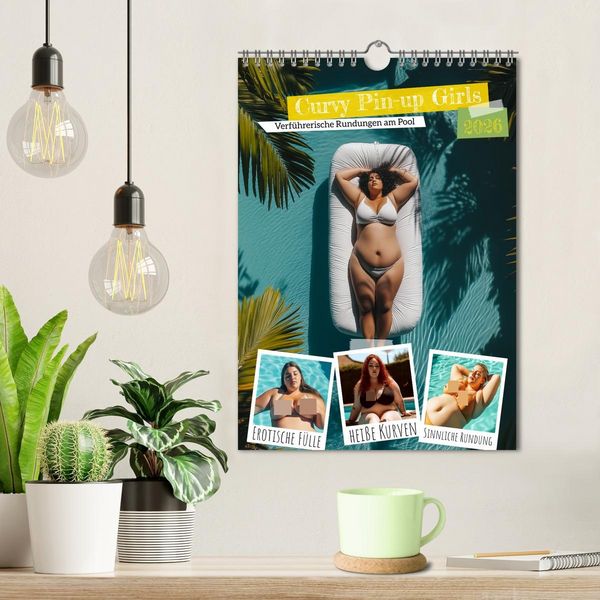 Produktbild: Curvy Pin-up Girls - Verf&uuml;hrerische Rundungen am Pool (Wandkalender 2026 DIN A4 hoch), CALVENDO Monatskalender