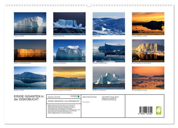 Produktbild: EISIGE GIGANTEN in der DISKOBUCHT (hochwertiger Premium Wandkalender 2026 DIN A2 quer), Kunstdruck in Hochglanz