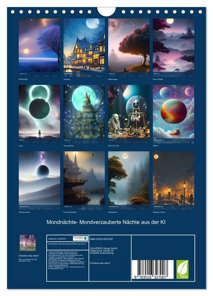 Produktbild: Mondn&auml;chte- Mondverzauberte N&auml;chte aus der KI (Wandkalender 2026 DIN A4 hoch), CALVENDO Monatskalender