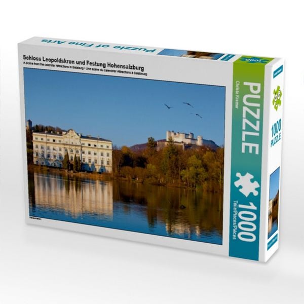 CALVENDO Puzzle Schloss Leopoldskron und Festung Hohensalzburg | 1000 Teile Lege-Größe 64 × 48 cm Foto-Puzzle für glückliche Stunden