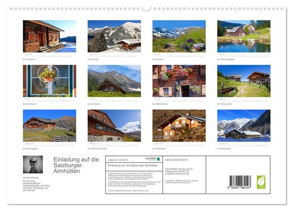 Produktbild: Einladung auf die Salzburger Almh&uuml;tten (hochwertiger Premium Wandkalender 2026 DIN A2 quer), Kunstdruck in Hochglanz