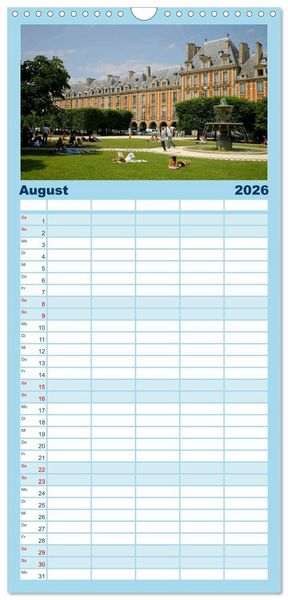Produktbild: Familienplaner 2026 - Paris mit 5 Spalten (Wandkalender, 21 x 45 cm) CALVENDO