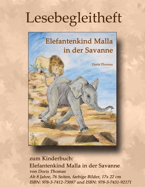 Elefantenkind Malla in der Savanne - Lesebegleitheft