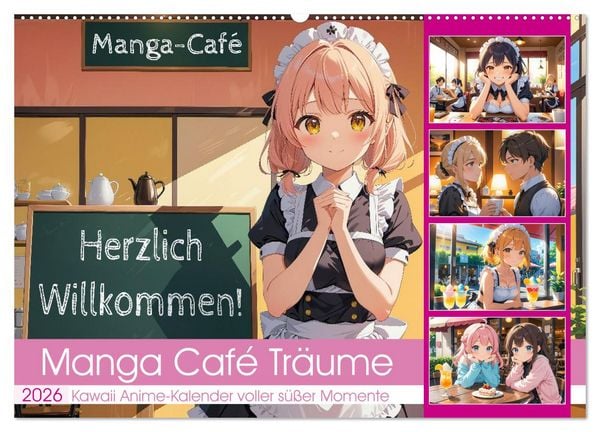 Produktbild: Manga Caf&eacute; Tr&auml;ume - Kawaii Anime-Kalender voller s&uuml;&szlig;er Momente (Wandkalender 2026 DIN A2 quer), CALVENDO Monatskalender
