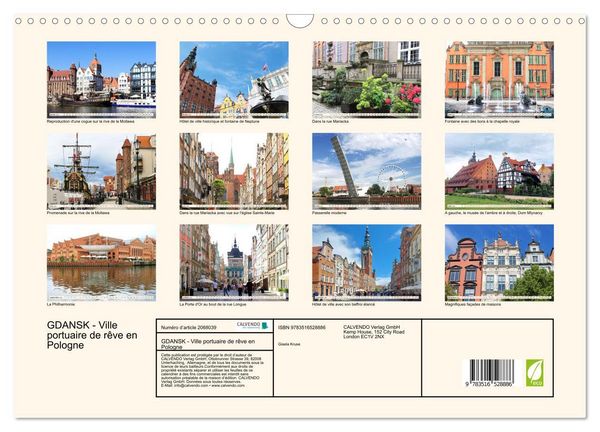 Produktbild: GDANSK - Ville portuaire de r&ecirc;ve en Pologne (Calendrier mural 2026 DIN A3 vertical), CALVENDO calendrier mensuel