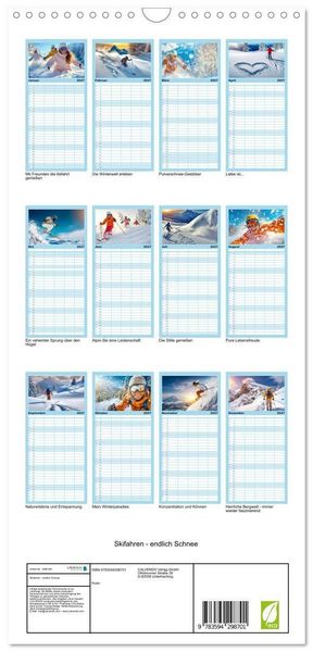 Produktbild: Familienplaner 2027 - Skifahren - endlich Schnee mit 5 Spalten (Wandkalender, 21 x 45 cm) CALVENDO