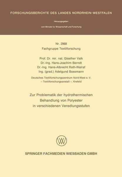 Produktbild: Zur Problematik der hydrothermischen Behandlung von Polyester in verschiedenen Veredlungsstufen