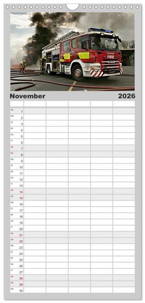 Produktbild: Familienplaner 2026 - Feuerwehrautos mit 5 Spalten (Wandkalender, 21 x 45 cm) CALVENDO