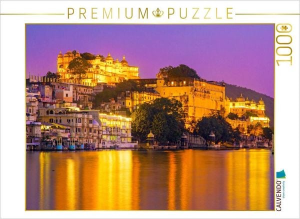 Produktbild: CALVENDO Puzzle Abendstimmung am Picholasee in Udaipur | 1000 Teile Lege-Gr&ouml;&szlig;e 64x48cm Foto-Puzzle f&uuml;r gl&uuml;ckliche Stunden