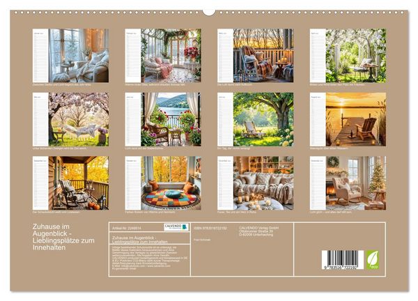 Produktbild: Zuhause im Augenblick - Lieblingspl&auml;tze zum Innehalten (hochwertiger Premium Wandkalender 2026 DIN A2 quer), Kunstdruck in Hochglanz