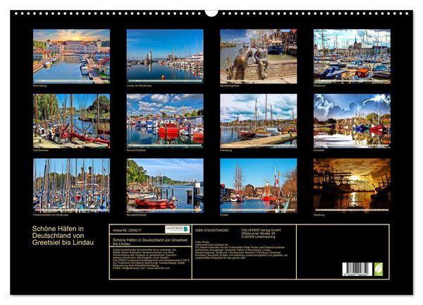 Produktbild: Sch&ouml;ne H&auml;fen in Deutschland von Greetsiel bis Lindau (Wandkalender 2026 DIN A2 quer), CALVENDO Monatskalender