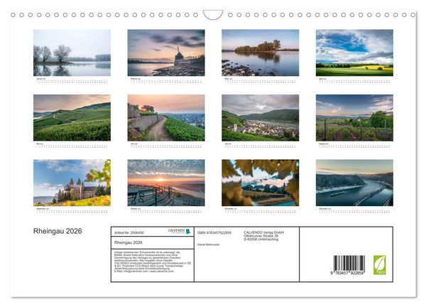 Produktbild: Rheingau 2026 (Wandkalender 2026 DIN A3 quer), CALVENDO Monatskalender