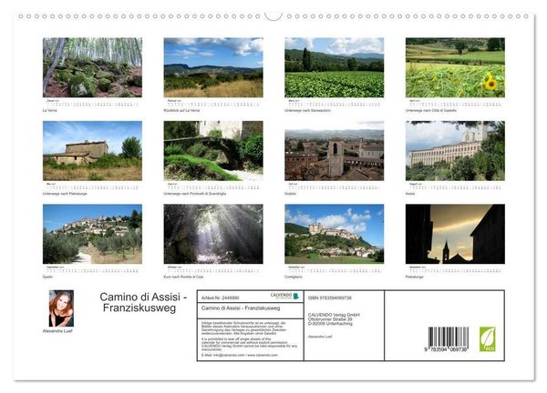 Produktbild: Camino di Assisi - Franziskusweg (hochwertiger Premium Wandkalender 2027 DIN A2 quer), Kunstdruck in Hochglanz
