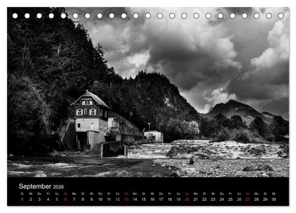 Produktbild: BERGE IN SCHWARZ WEISS (Tischkalender 2026 DIN A5 quer), CALVENDO Monatskalender