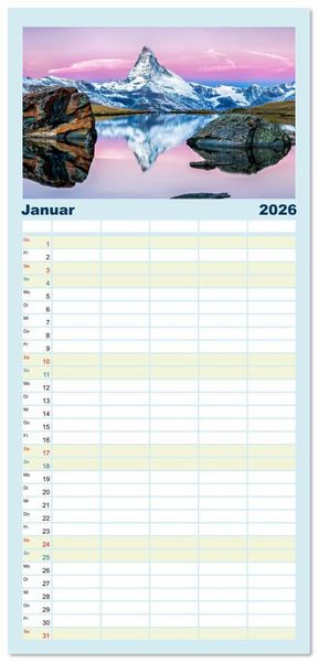 Produktbild: Familienplaner 2026 - Faszination Spiegelung - in der Natur mit 5 Spalten (Wandkalender, 21 x 45 cm) CALVENDO