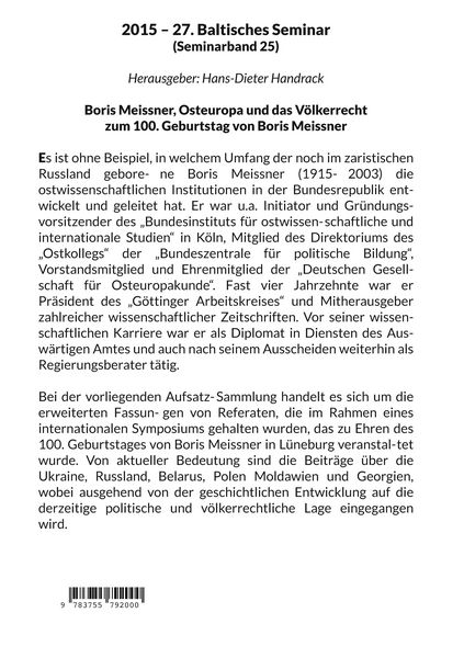 Produktbild: Boris Meissner, Osteuropa und das V&ouml;lkerrecht