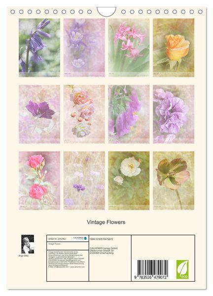 Produktbild: Vintage Flowers (Wandkalender 2026 DIN A4 hoch), CALVENDO Monatskalender