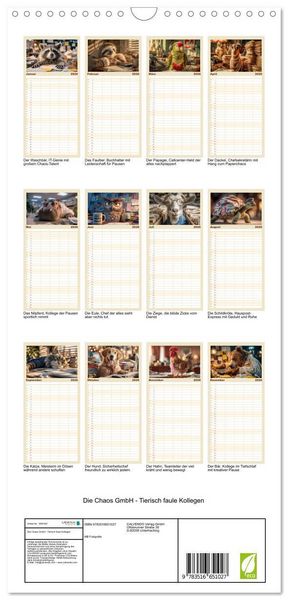 Produktbild: Familienplaner 2026 - Die Chaos GmbH - Tierisch faule Kollegen mit 5 Spalten (Wandkalender, 21 x 45 cm) CALVENDO