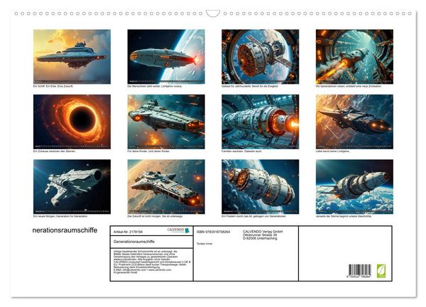 Produktbild: Generationsraumschiffe (Wandkalender 2026 DIN A2 quer), CALVENDO Monatskalender