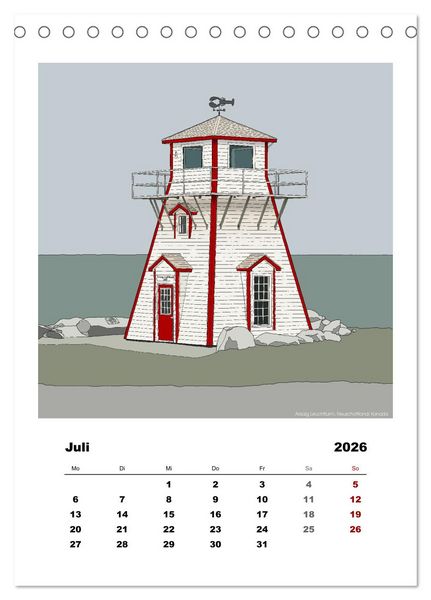 Produktbild: Leuchtt&uuml;rme der Welt - illustriert (Tischkalender 2026 DIN A5 hoch), CALVENDO Monatskalender