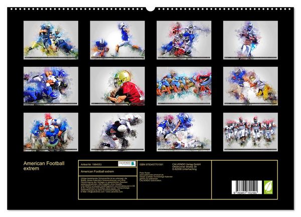 Produktbild: American Football extrem (hochwertiger Premium Wandkalender 2026 DIN A2 quer), Kunstdruck in Hochglanz