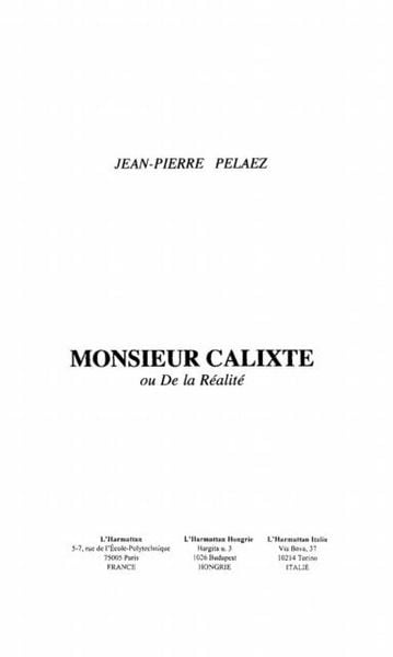 Produktbild: Monsieur calixte ou de la realite