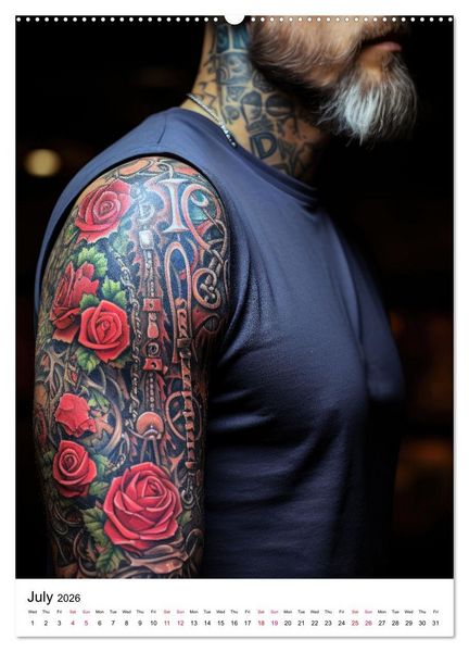Produktbild: Tattoo Tales (High Quality Premium Wall Calendar 2026 DIN A2 portrait),CALVENDO 12 Month Wall Calendar