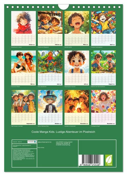 Produktbild: Coole Manga Kids. Lustige Abenteuer im Pixelreich (Wandkalender 2026 DIN A4 hoch), CALVENDO Monatskalender