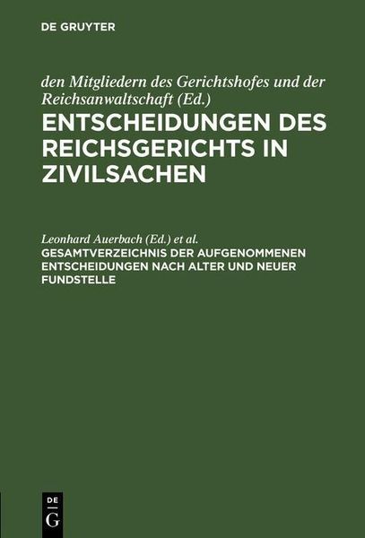 Produktbild: Gesamtverzeichnis der aufgenommenen Entscheidungen nach alter und neuer Fundstelle