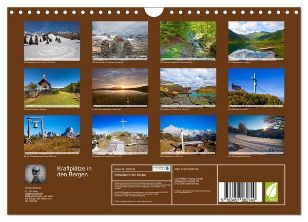 Produktbild: Kraftpl&auml;tze in den Bergen (Wandkalender 2026 DIN A4 quer), CALVENDO Monatskalender