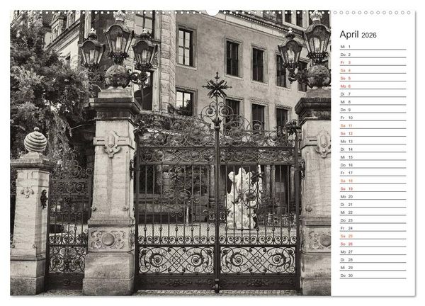 Produktbild: Dresden Schwarz-Wei&szlig; (hochwertiger Premium Wandkalender 2026 DIN A2 quer), Kunstdruck in Hochglanz