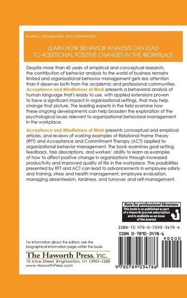 Produktbild: Acceptance and Mindfulness at Work