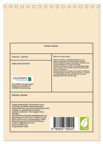 Produktbild: K&uuml;chen Zauber (Tischkalender 2027 DIN A5 hoch), CALVENDO Monatskalender