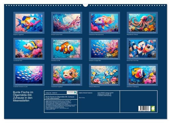Produktbild: Bunte Fische im &Ouml;lgem&auml;lde-Stil. Zuhause in den Meerestiefen (Wandkalender 2026 DIN A2 quer), CALVENDO Monatskalender