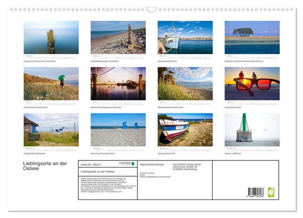 Produktbild: Lieblingsorte an der Ostsee (Wandkalender 2026 DIN A2 quer), CALVENDO Monatskalender