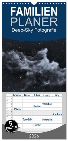 Produktbild: Familienplaner 2026 - Deep-Sky Fotografie mit 5 Spalten (Wandkalender, 21 x 45 cm) CALVENDO