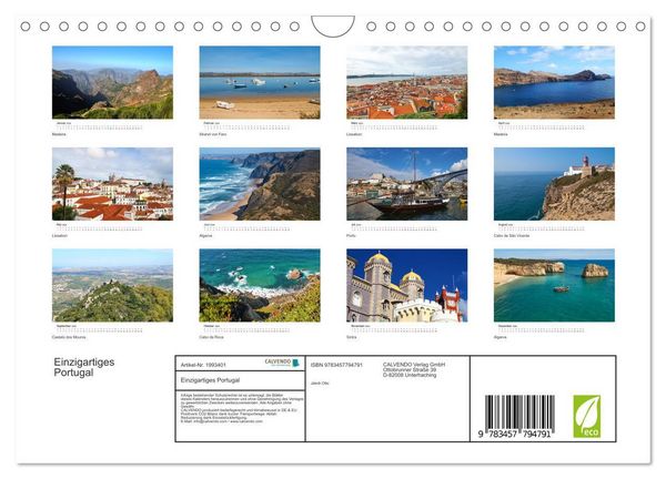 Produktbild: Einzigartiges Portugal (Wandkalender 2026 DIN A4 quer), CALVENDO Monatskalender