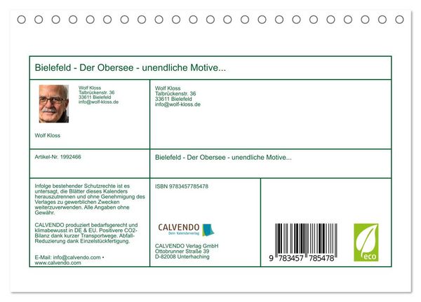 Produktbild: Bielefeld - Der Obersee - unendliche Motive... (Tischkalender 2026 DIN A5 quer), CALVENDO Monatskalender