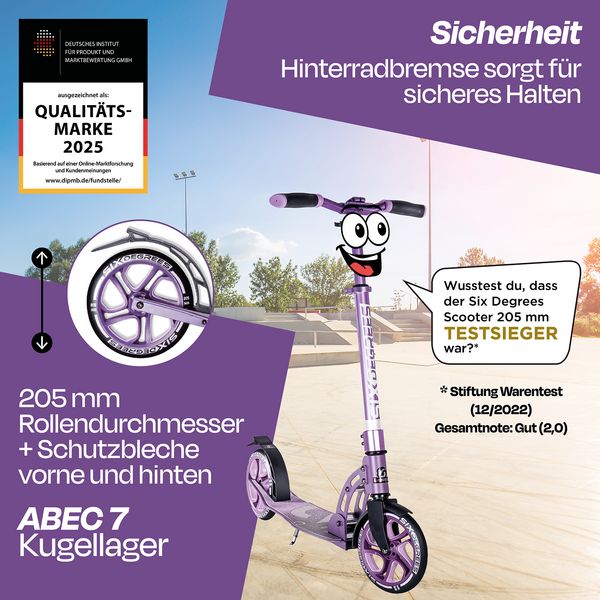 Produktbild: SIX DEGREES Aluminium Scooter 205 mm lila