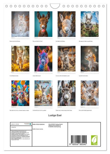 Produktbild: Lustige Esel (Wandkalender 2026 DIN A4 hoch), CALVENDO Monatskalender