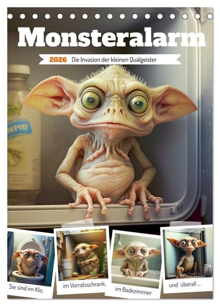Monsteralarm. Die Invasion der kleinen Quälgeister (Tischkalender 2026 DIN A5 hoch), CALVENDO Monatskalender