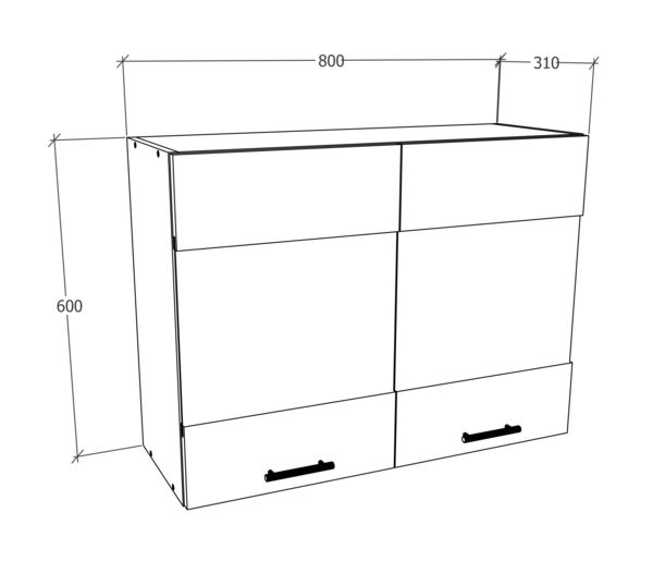 Produktbild: K&uuml;chenschrank B. 80 cm H&auml;ngeschrank K&uuml;che Esilo