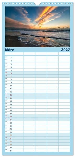 Produktbild: Familienplaner 2027 - Faszination Meer und Wolken mit 5 Spalten (Wandkalender, 21 x 45 cm) CALVENDO