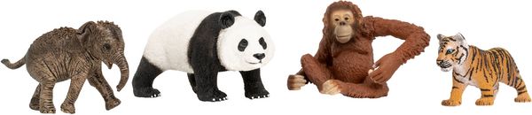 Produktbild: schleich&reg; 42736 Asien Starter Set (Asiat.Elefantenbaby/Panda/Orang-Utan/Tigerjunges)