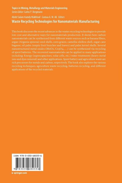 Produktbild: Waste Recycling Technologies for Nanomaterials Manufacturing