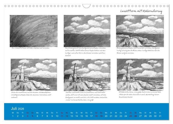 Produktbild: Mal einfach mit ! 12 ausf&uuml;hrliche Schritt f&uuml;r Schritt Anleitungen (Wandkalender 2026 DIN A3 quer), CALVENDO Monatskalender