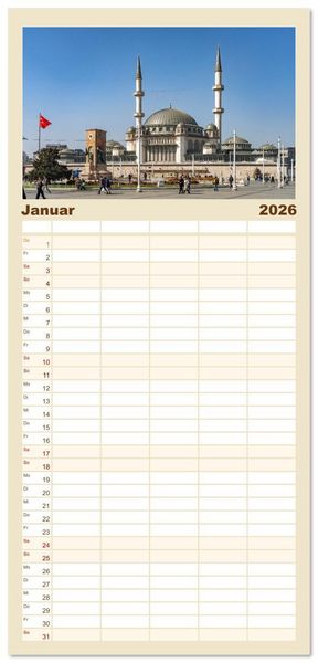 Produktbild: Familienplaner 2026 - Istanbul - Faszination Moschee mit 5 Spalten (Wandkalender, 21 x 45 cm) CALVENDO